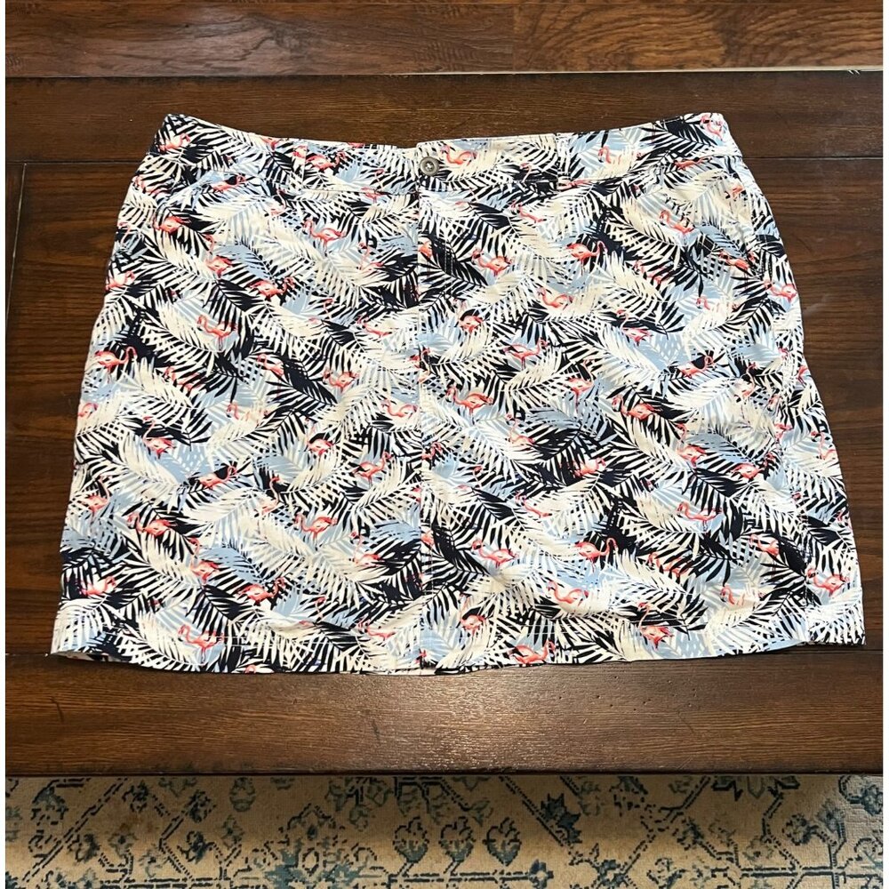 CJ Banks Skort Shorts Skirt Tropical Flamingo Navy Pink Summer Women's Size 24W
